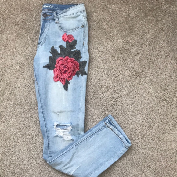 Machine Denim - OFFER‼️Jeans w/ flower embroidery